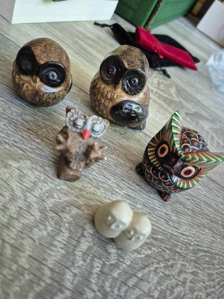 Set van 5 decoratieve uilenbeeldjes. Nr6, Hout, Gebruikt, Overige stijlen, Ophalen of Verzenden