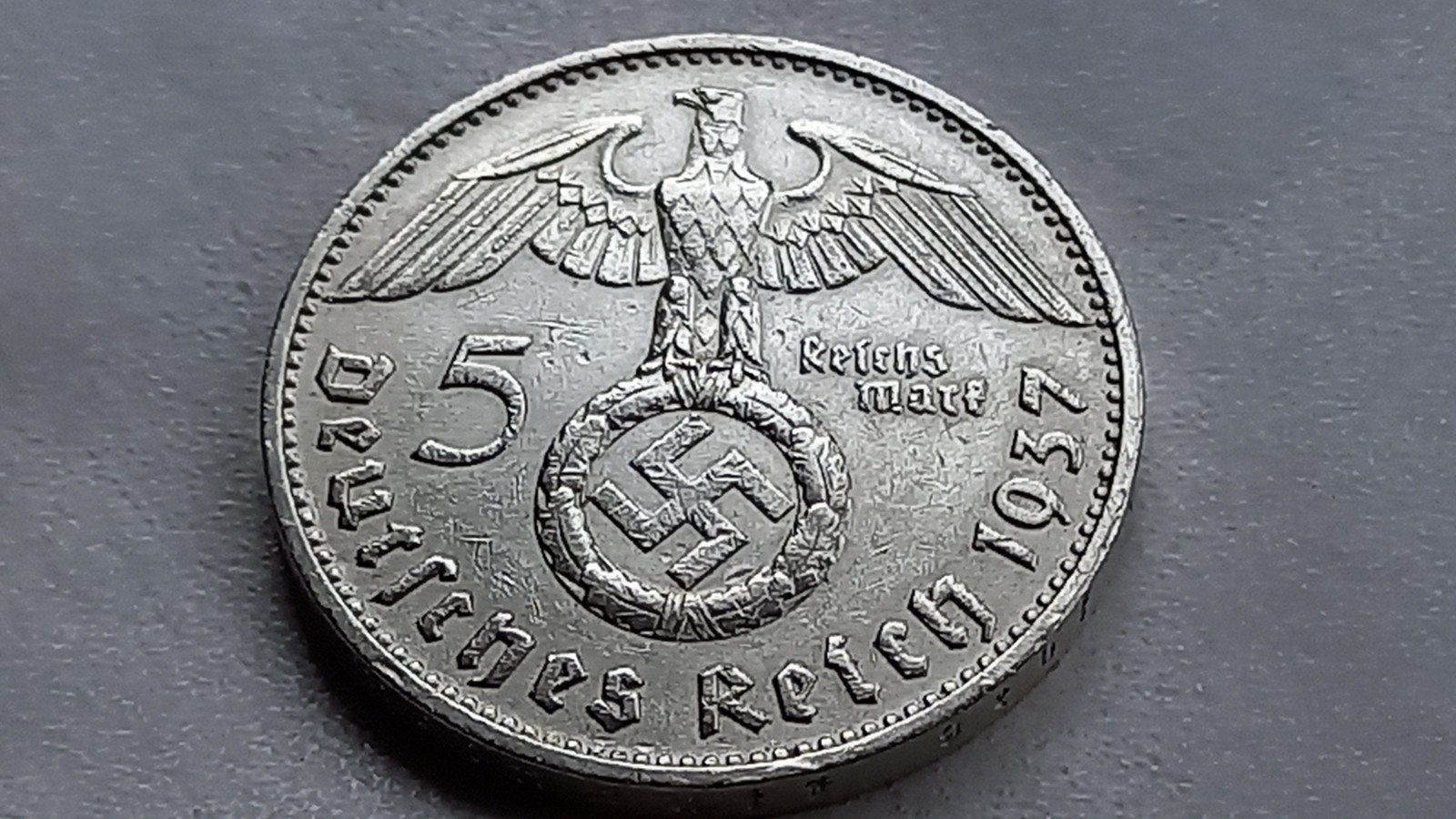 WO2 5 Reichsmark 1937D zilver nazi duitsland, Ophalen of Verzenden, Duitsland, Losse munt, Zilver