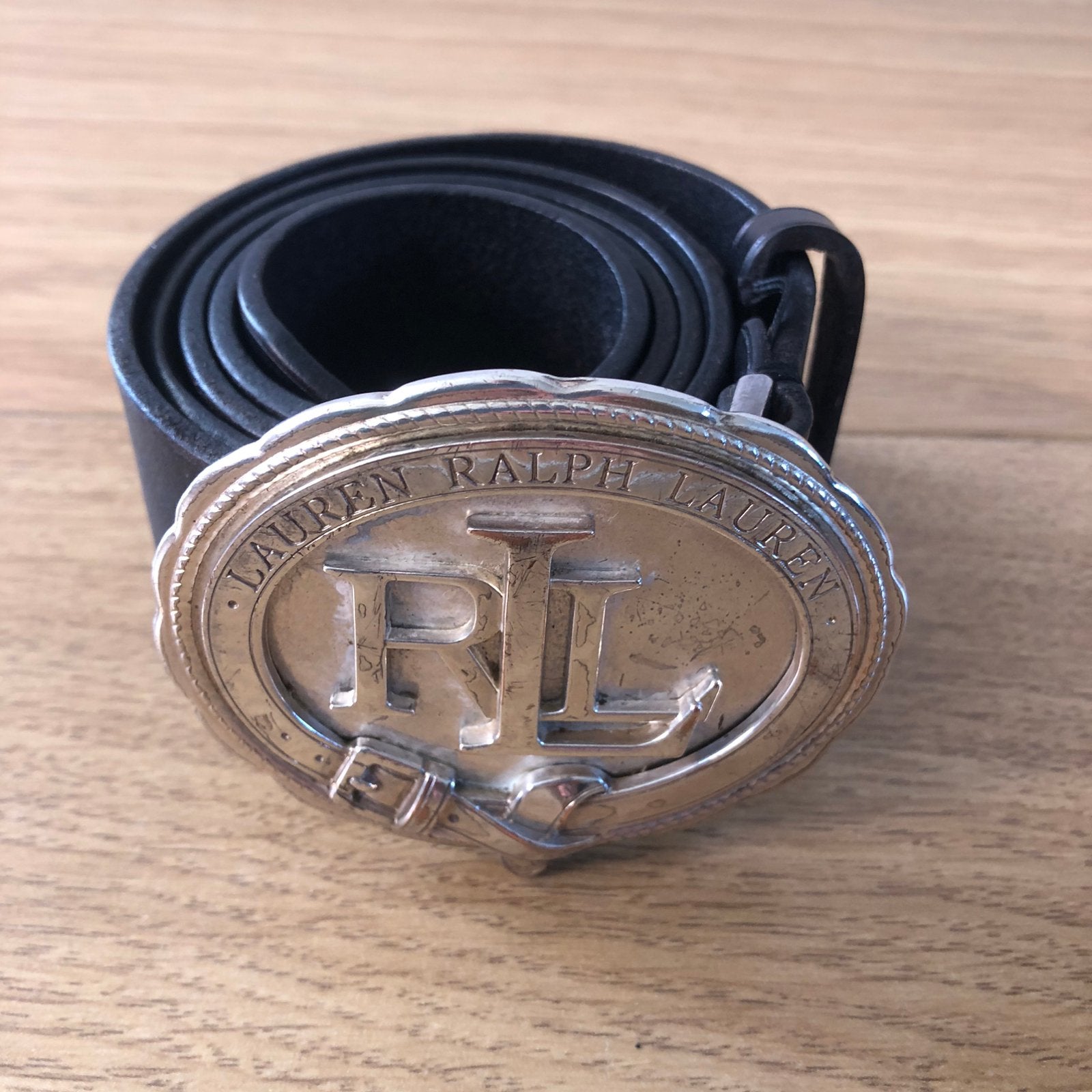 Vintage zwart lederen riem van Lauren Ralph Lauren, Kleding | Dames, Riemen en Ceinturen, 100 cm of meer, Zwart, Heupriem, Ophalen of Verzenden