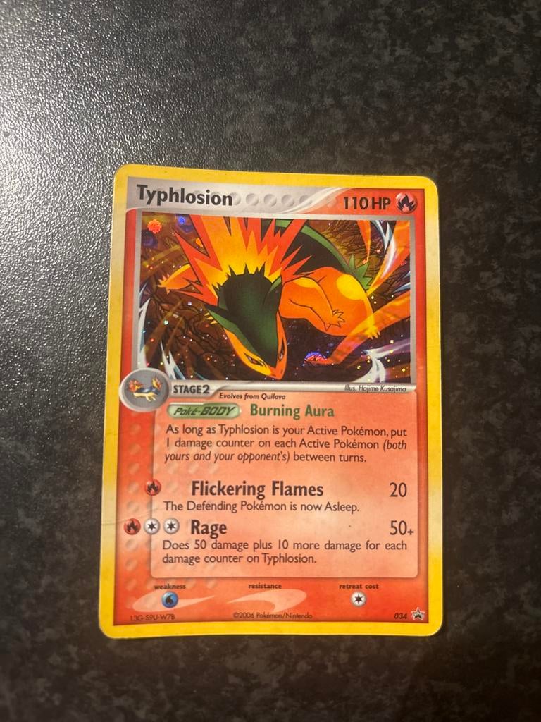Typhlosion Pokémon Kaart 110 HP - Holo 034, Ophalen of Verzenden, Gebruikt, Losse kaart