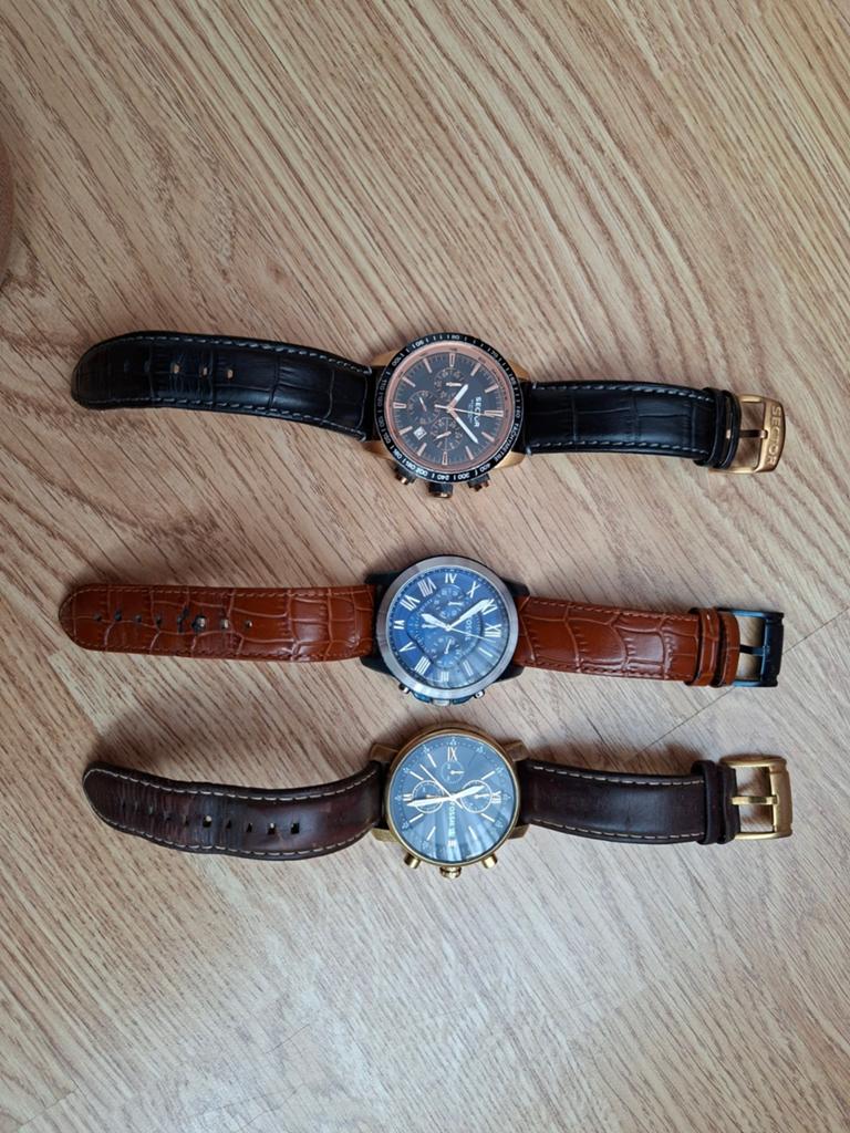 3 Horloges: 2x Fossil, 1x Sector - Herenhorloges, Ophalen of Verzenden