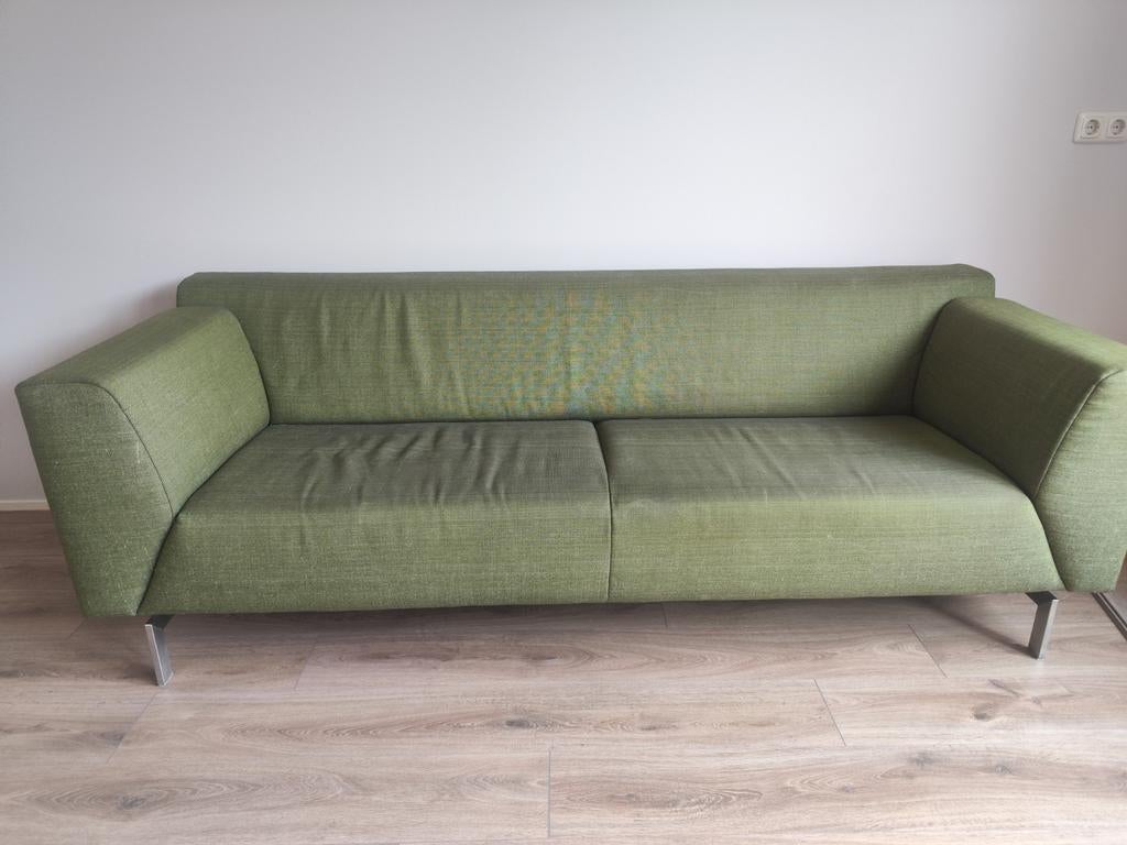 Rolf Benz 3-persoons bank - Groen stof - Gebruikt, Ophalen, Gebruikt, Driepersoons, 75 tot 100 cm