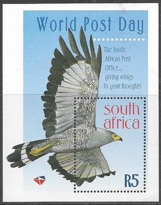 ZUID-AFRIKA 5 R. Blok Wereldpostdag - Kaalkopkiekendief 1998, Verzenden, Zuid-Afrika, Postfris