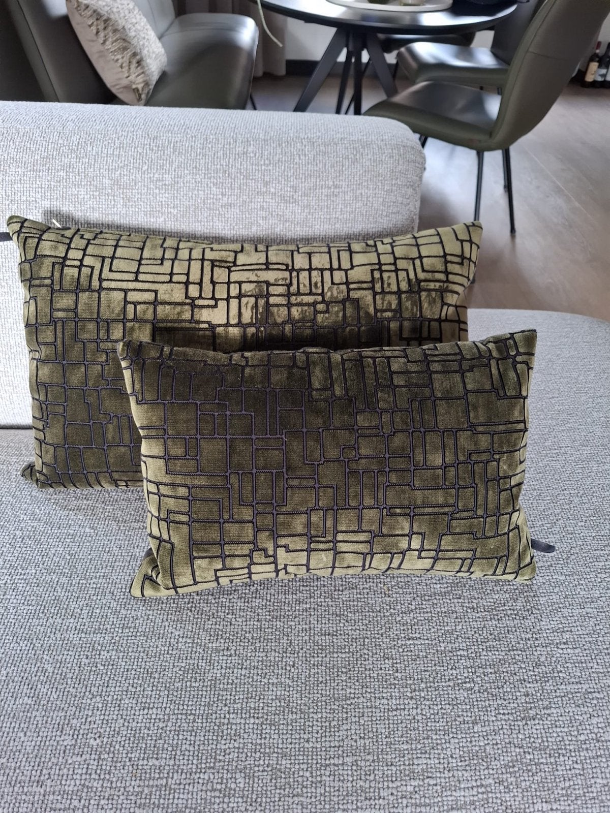 Claudi Sierkussens Mosgroen - 50x30 cm & 40x25 cm, Ophalen, Zo goed als nieuw, Sierkussen, Claudi