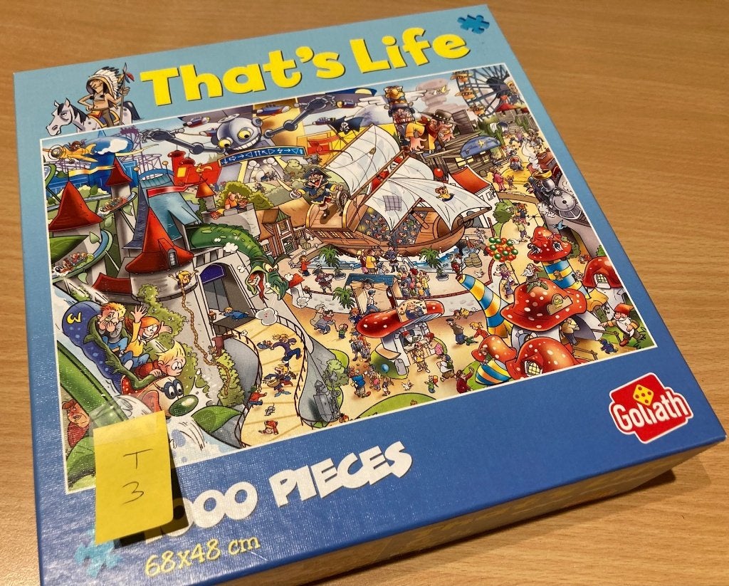 T3  legpuzzel Thats life 1000 stukjes, Ophalen of Verzenden, Minder dan 500 stukjes, Zo goed als nieuw, Legpuzzel