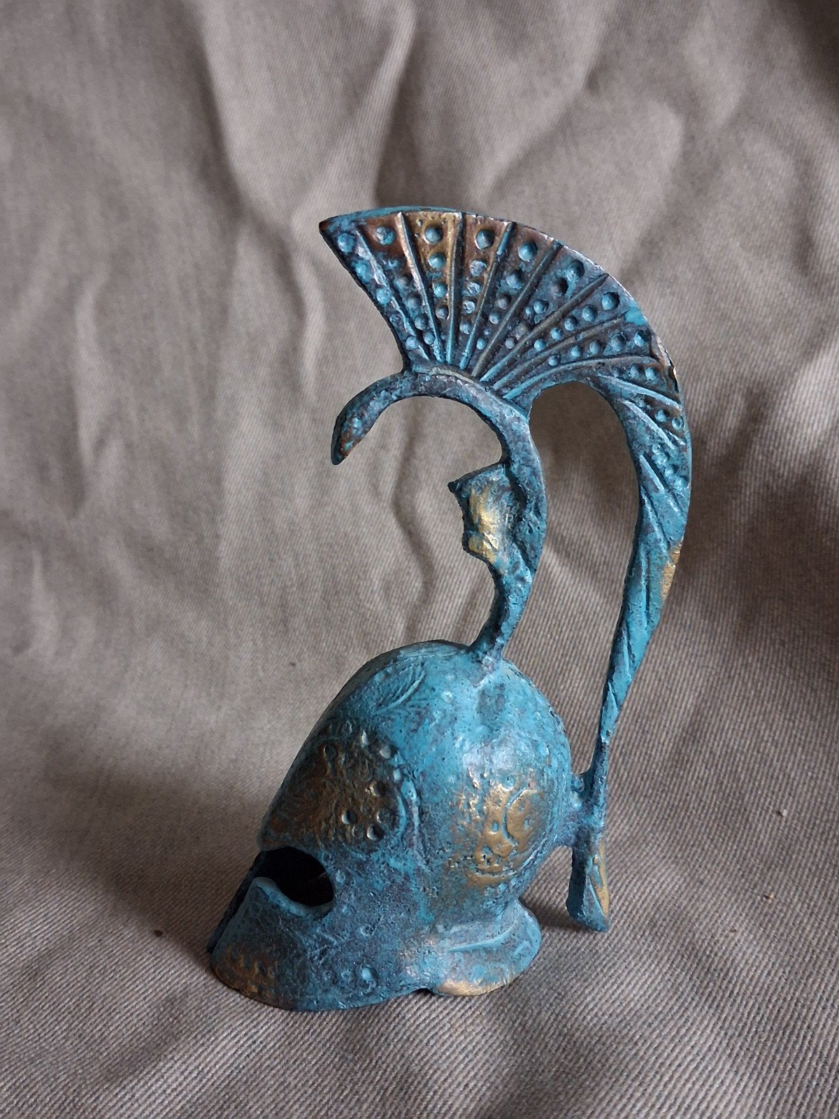 Bronzen tafelbel, "Griekse Helm", Ophalen of Verzenden