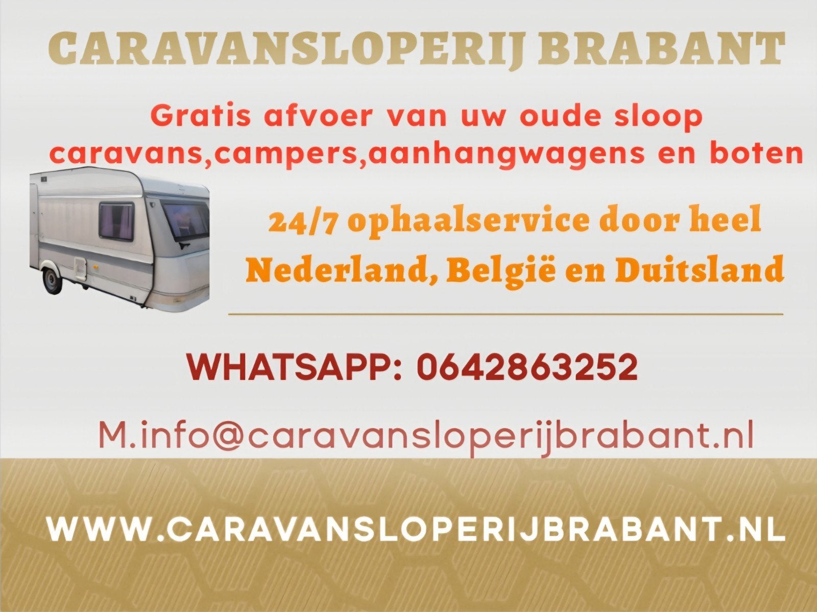 Gratis afvoer van uw oude sloop caravans 24/7 ophaalservice