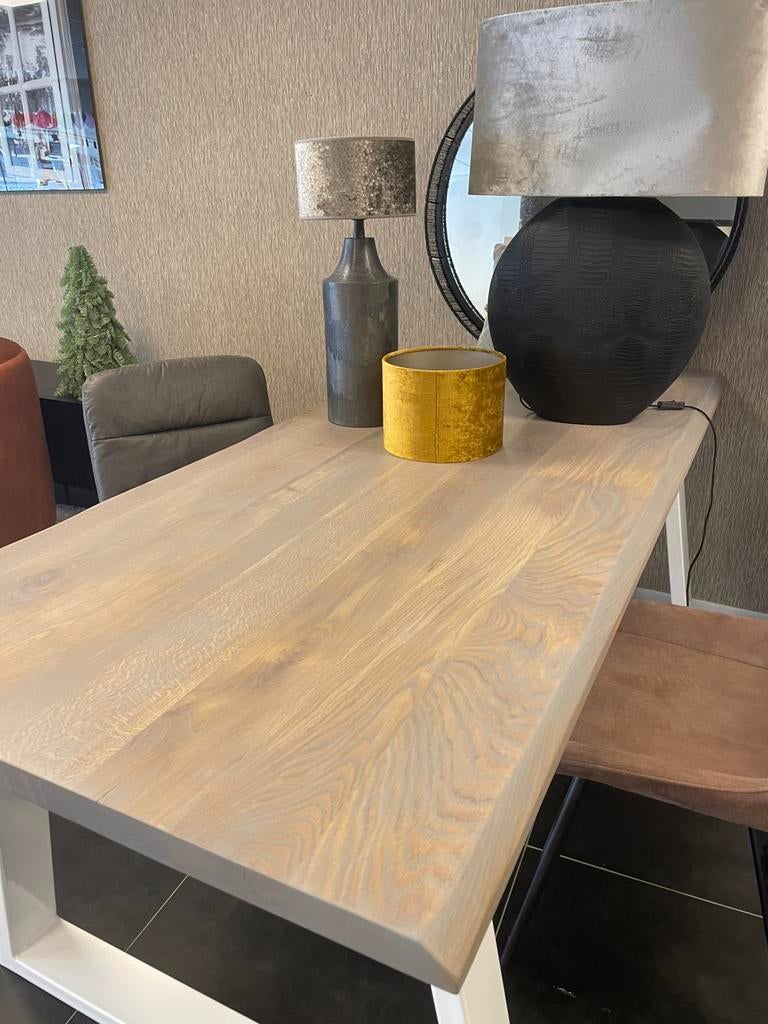 Grote eiken eettafel 200x90 | NU 495 UITVERKOOP, Ophalen, 200 cm of meer, 50 tot 100 cm, Zo goed als nieuw