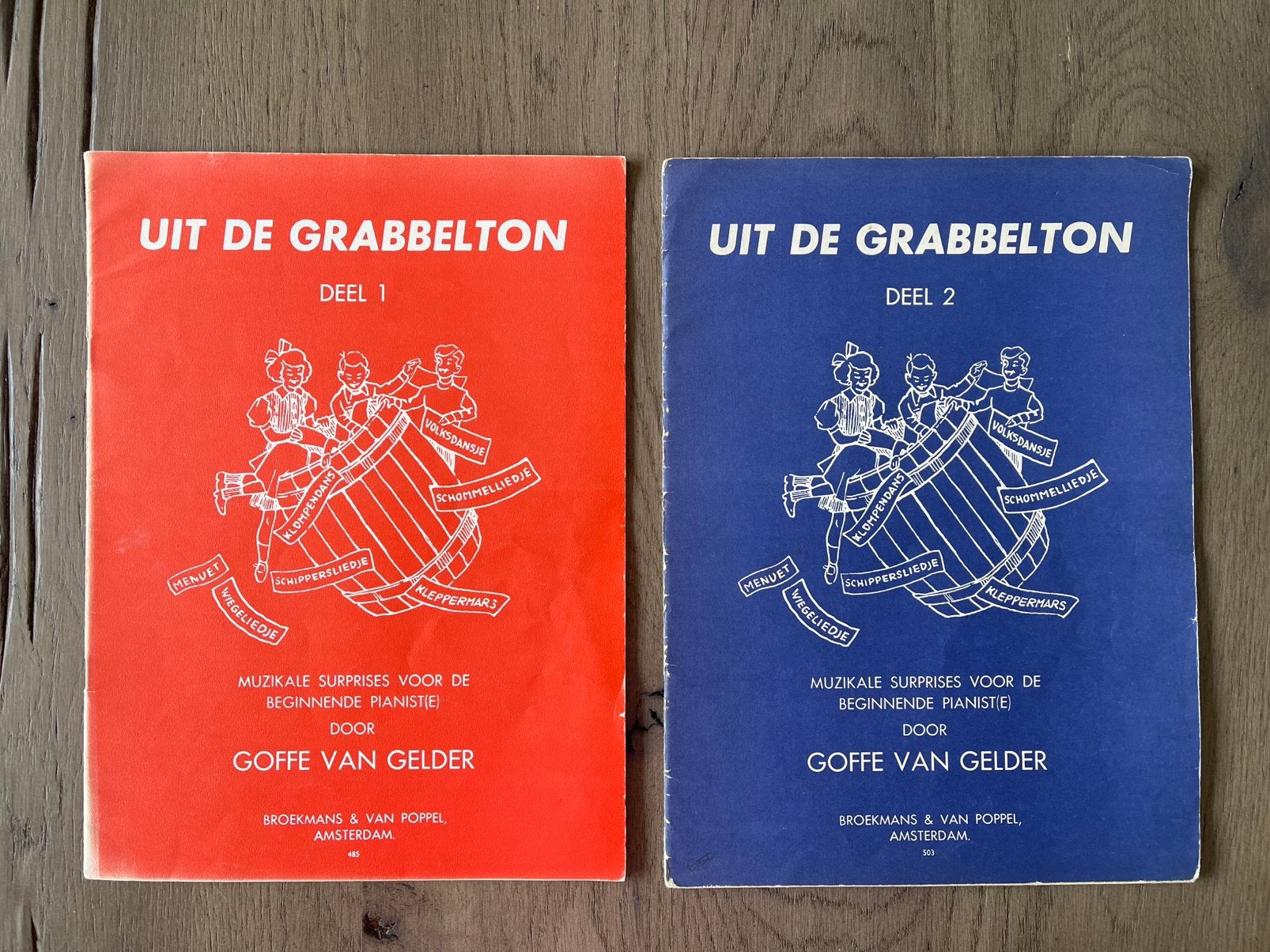 Uit de Grabbelton deel 1 en 2 - G van Gelder- pianoles, Gebruikt, Klassiek, Les of Cursus, Ophalen of Verzenden
