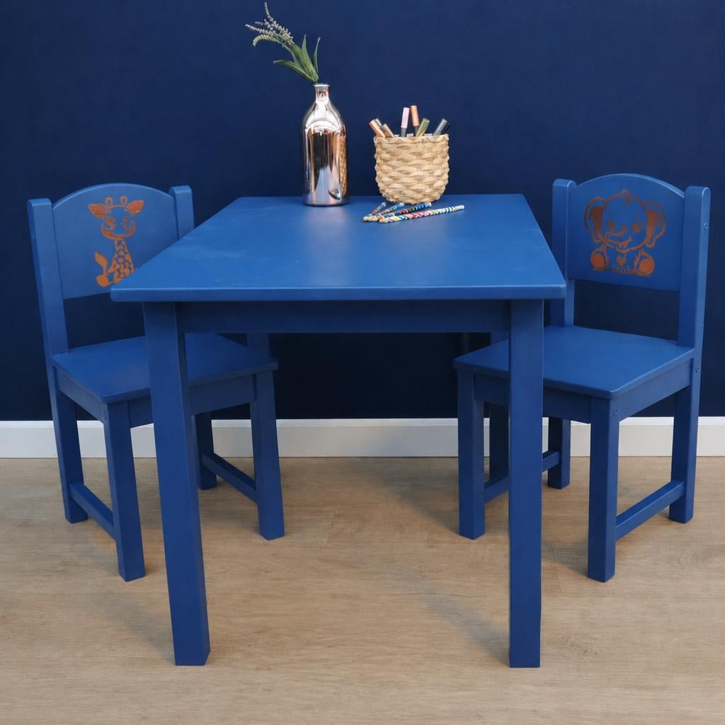 Kindertafeltje en stoeltjes Deep Sapphire, Ophalen, Gebruikt, Voorhout, Florissantjes Studio