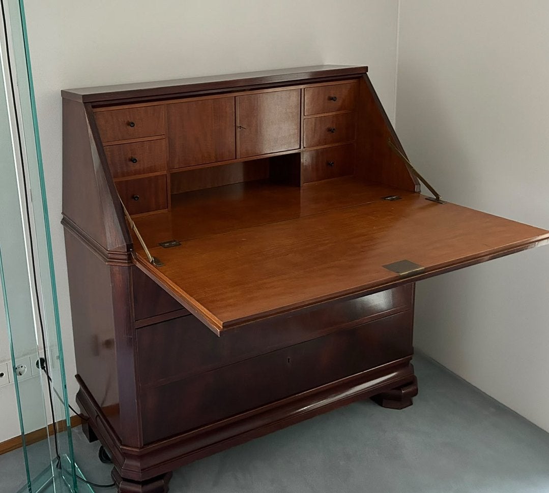 Antiek mahoniehouten secretaire met lades, Ophalen of Verzenden