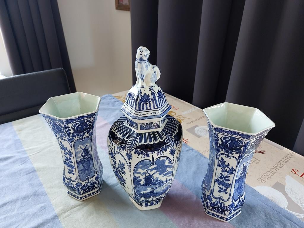 3 delfts blauwe vazen, Antiek en Kunst, Ophalen