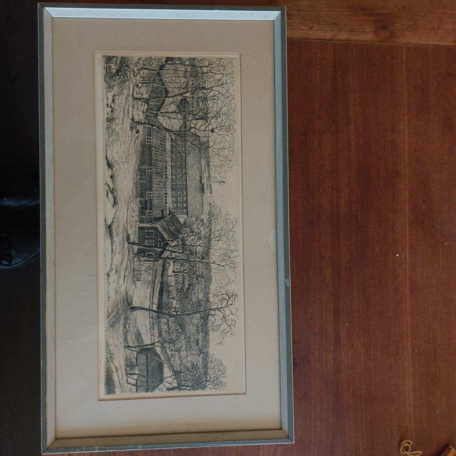 Lennart Glemme (1959) - Ets van een landschap met gebouwen, 25 cm, Ophalen of Verzenden, Gesigneerd, Landschap