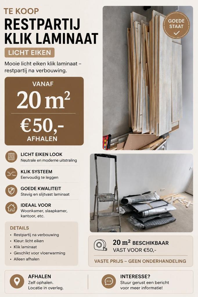 Laminaatvloer, Huis en Inrichting, Stoffering | Vloerbedekking, Ophalen, Laminaat
