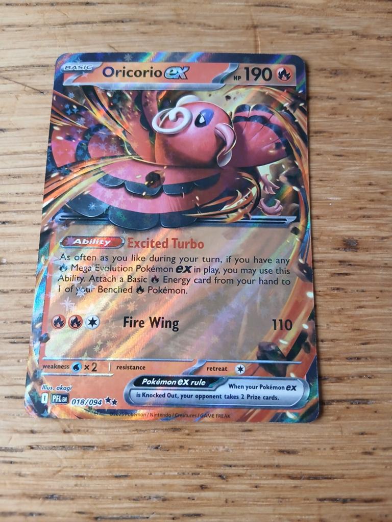 Pokémon Oricorio ex 018/094 PFL Full Art Kaart, Ophalen of Verzenden, Zo goed als nieuw, Losse kaart, Foil