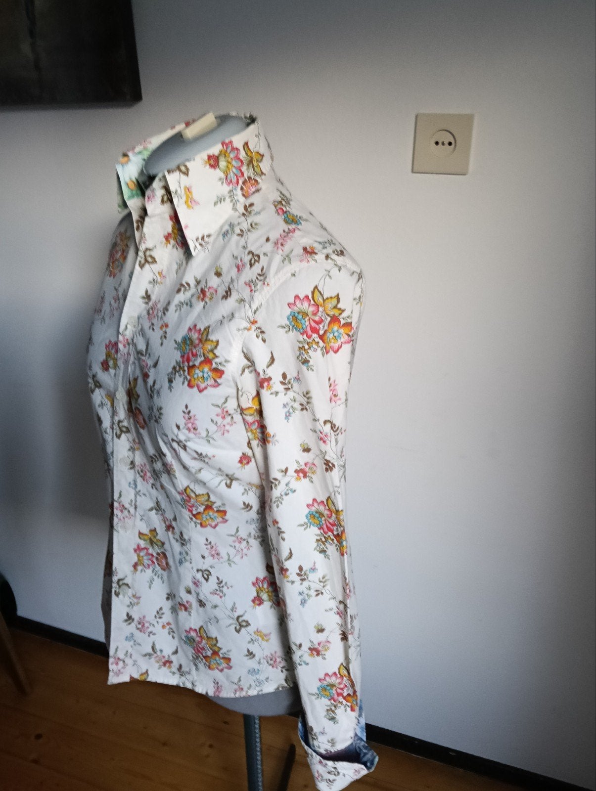 Hans Ubbink Bloemenprint Blouse Maat S, Hans Ubbink, Wit, Ophalen of Verzenden, Zo goed als nieuw