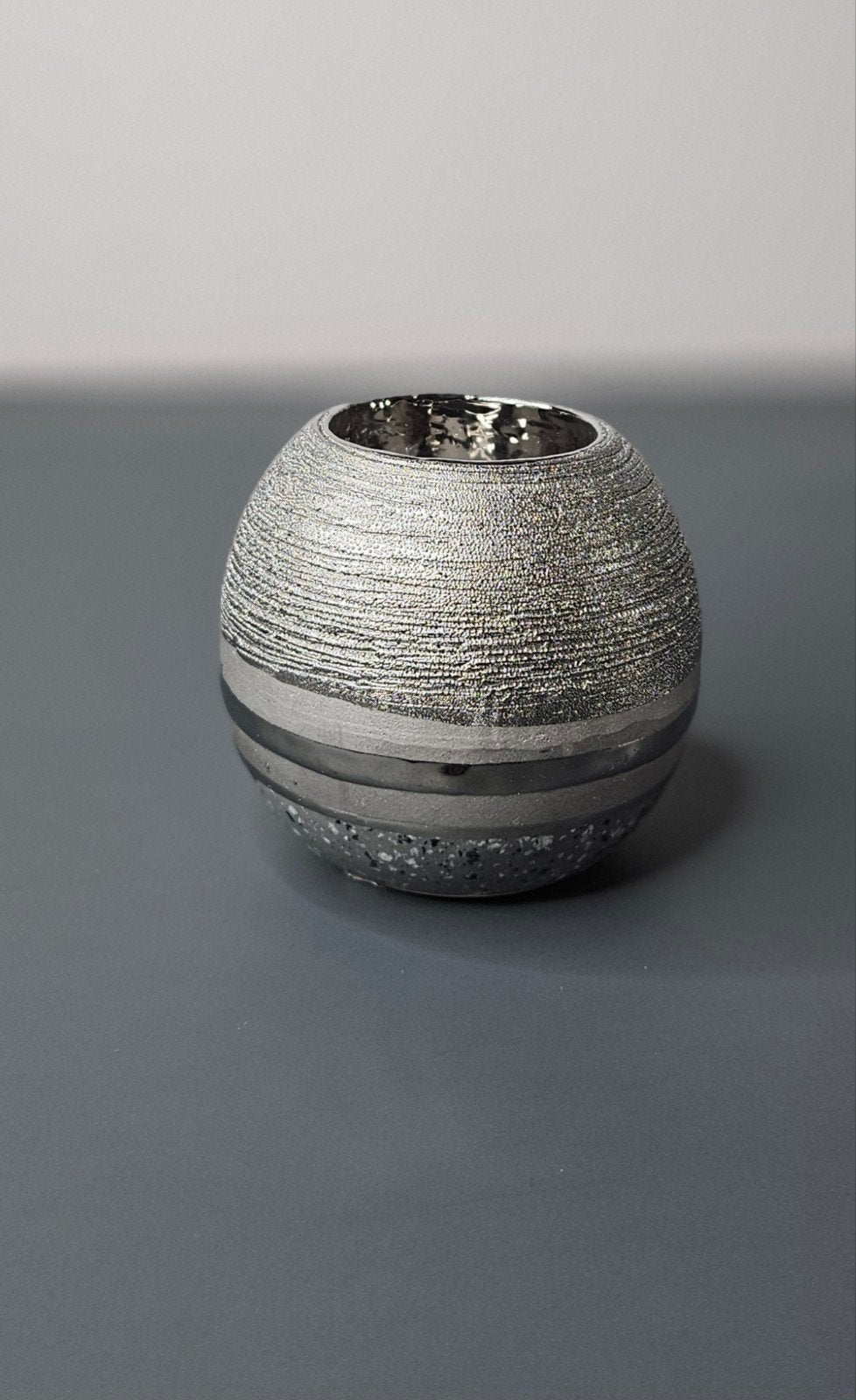 Theelichthouder  "Grijs" H. 7.5cm. 2stuks., Gilde Handwerk, Overige merken, Waxinelichthouder, Nieuw
