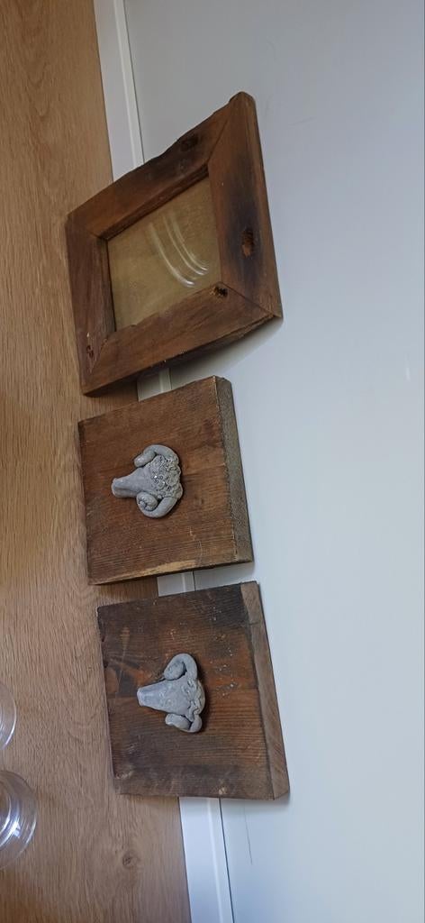 Schilderijtjes en fotolijstje  hout, Ophalen, Minder dan 50 cm, Schilderij, Minder dan 50 cm