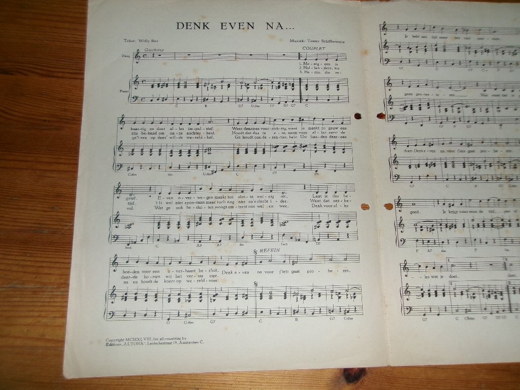Denk even na - Tony Schifferstein / Willy Rex, Gebruikt, Gitaar, Ophalen of Verzenden, Artiest of Componist
