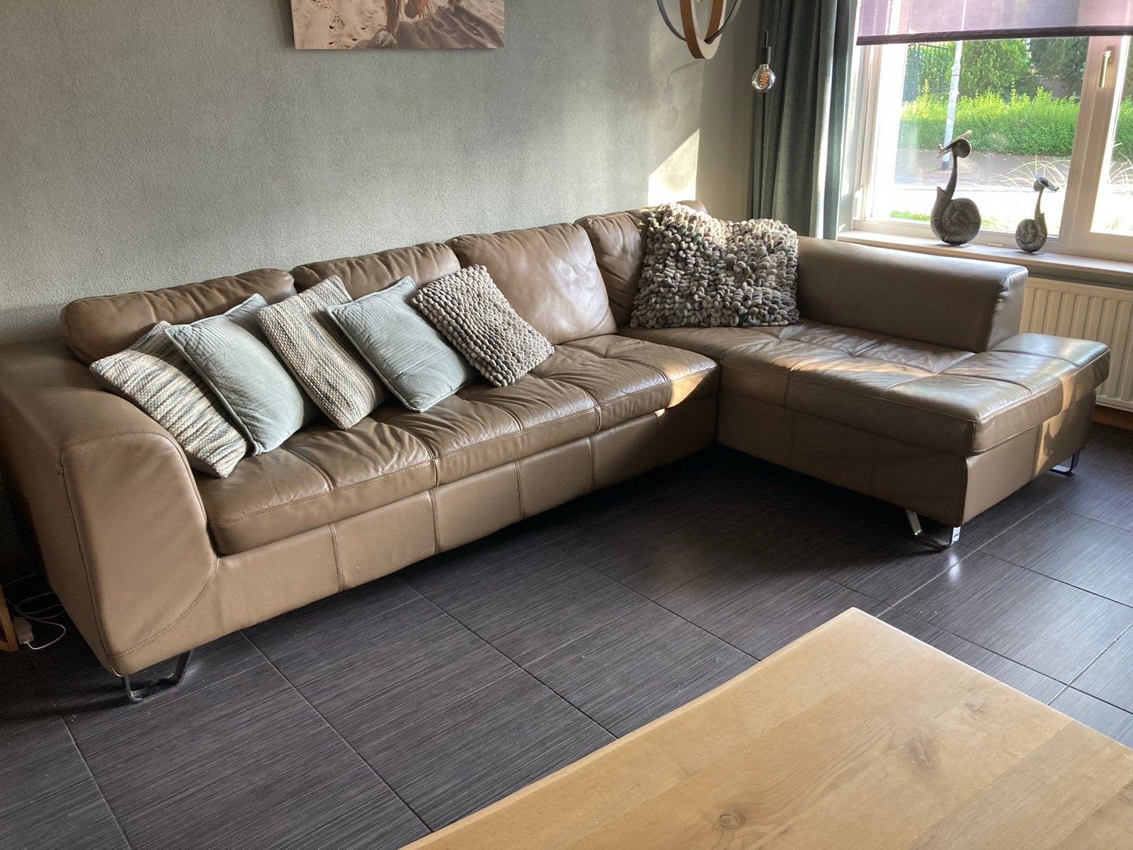 Leren Hoekbank - Comfortabel en Ruim, Ophalen, 250 tot 300 cm, Gebruikt, 100 tot 125 cm
