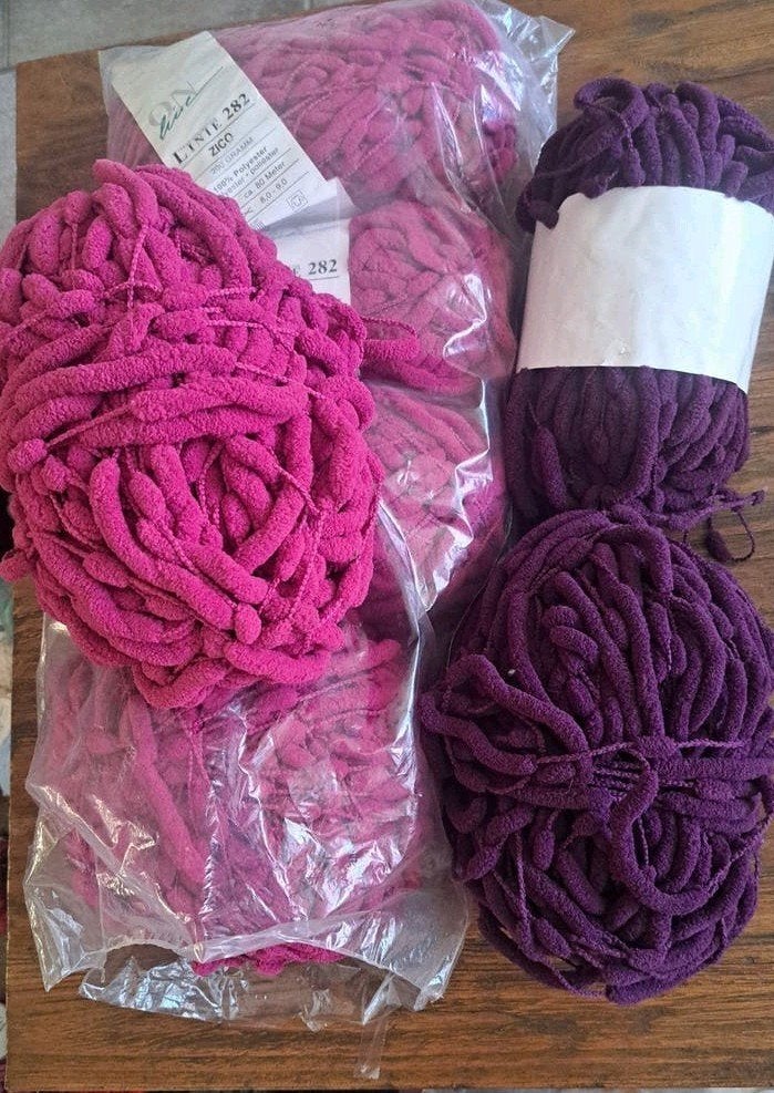 Pompomgaren Linie Zico - 6 bollen paars en roze, Hobby en Vrije tijd, Ophalen of Verzenden, Nieuw, Breien of Haken, Wol of Garen