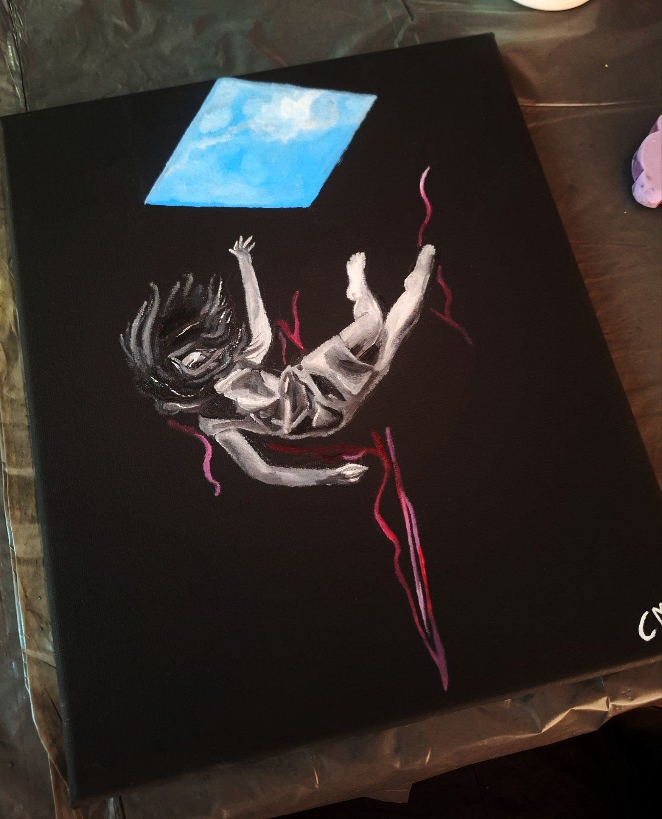 Abstracte val: olieverf op canvas, Ophalen of Verzenden