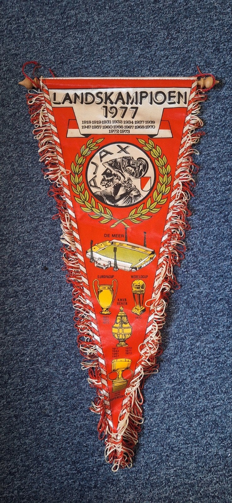 Ajax Landskampioen 1977 Vaantje - Voetbal Memorabilia, Ophalen of Verzenden, Gebruikt, Ajax, Vaantje of Sjaal