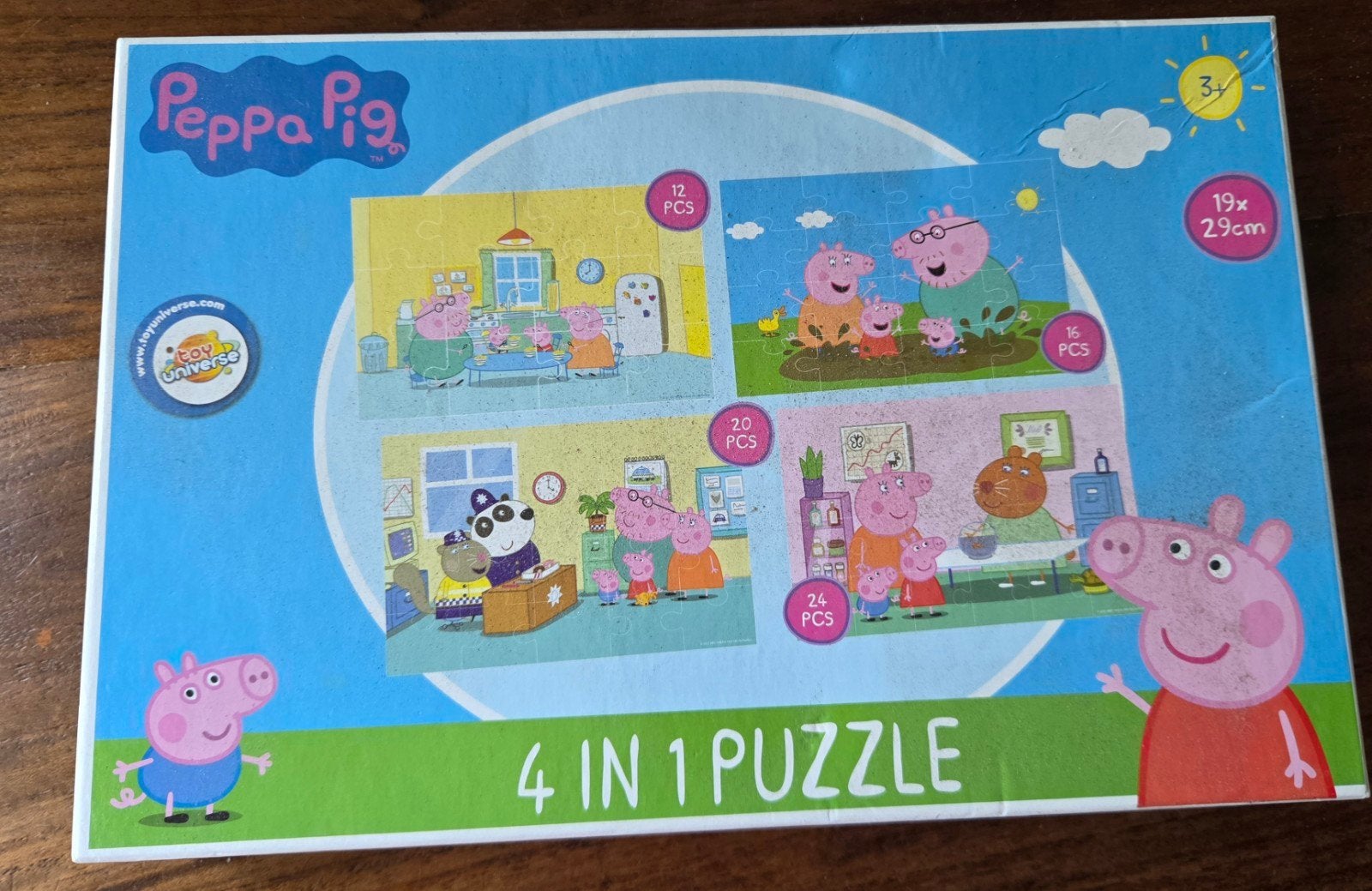 Peppa Pig 4-in-1 Puzzel - Diverse Scènes, Ophalen, 10 tot 50 stukjes, Gebruikt, 2 tot 4 jaar