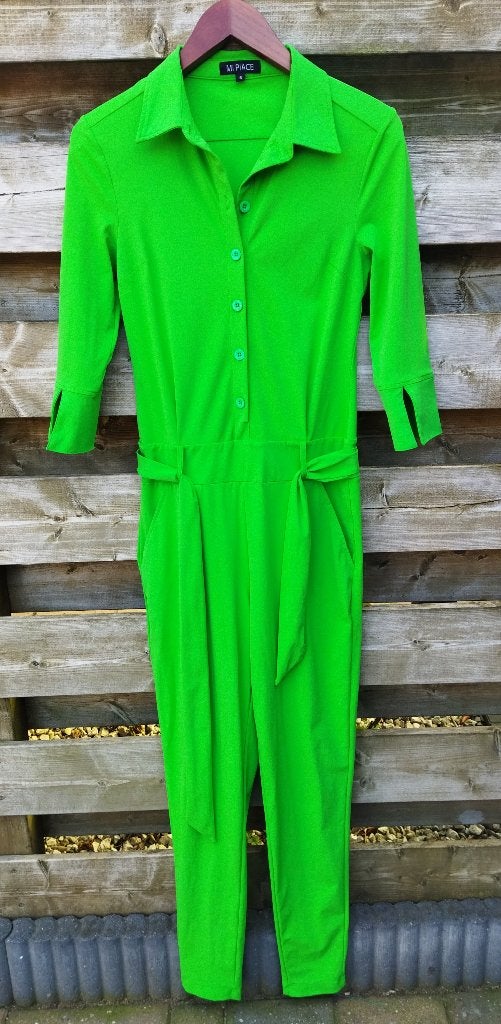 Mi Piace Jumpsuit Travelstof Apple Green Maat S, Kleding | Dames, Mi Piace, Ophalen of Verzenden, Zo goed als nieuw, Maat 36 (S)