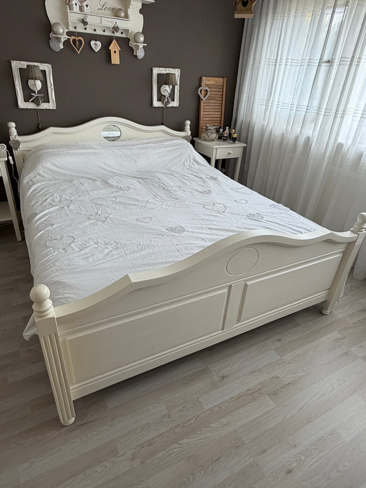 Romantisch 2 persoons bed zie beschrijving!!, Wit, Tweepersoons, Ophalen of Verzenden, 200 cm