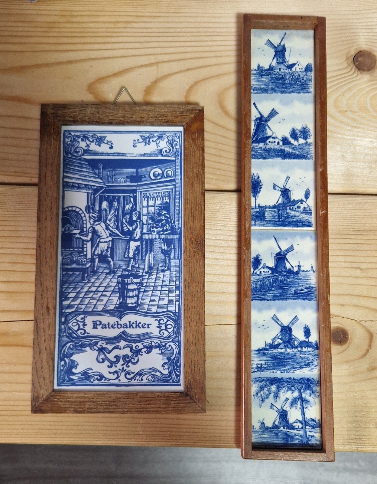 Set van 6 Delfts Blauwe Tegels en Wanddecoraties, Ophalen of Verzenden
