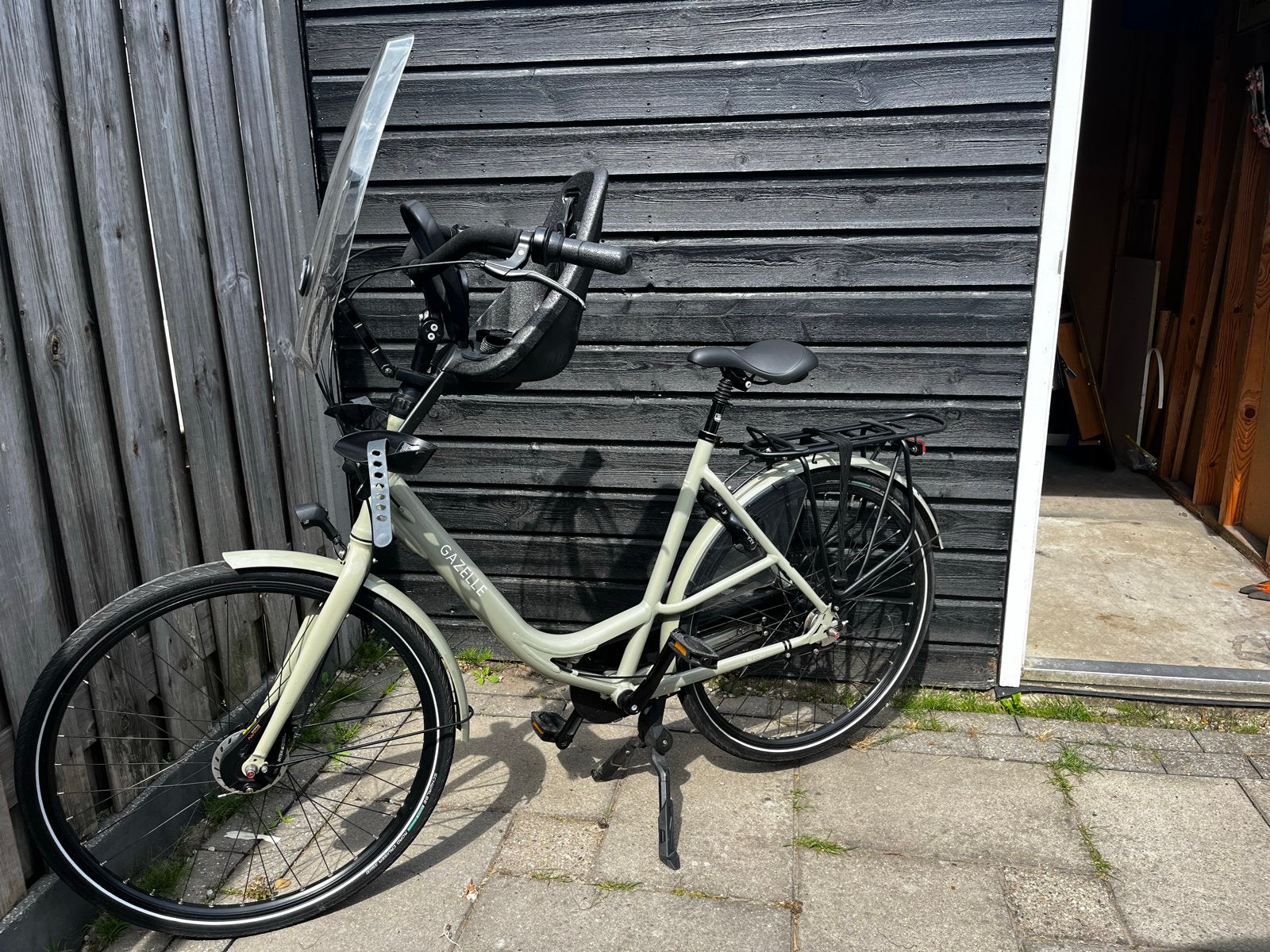 Gazelle Bloom Moederfiets Grijs/Groen met Kinderzitje, Fietsen en Brommers, Fietsen | Dames | Moederfietsen, Ophalen, Gebruikt