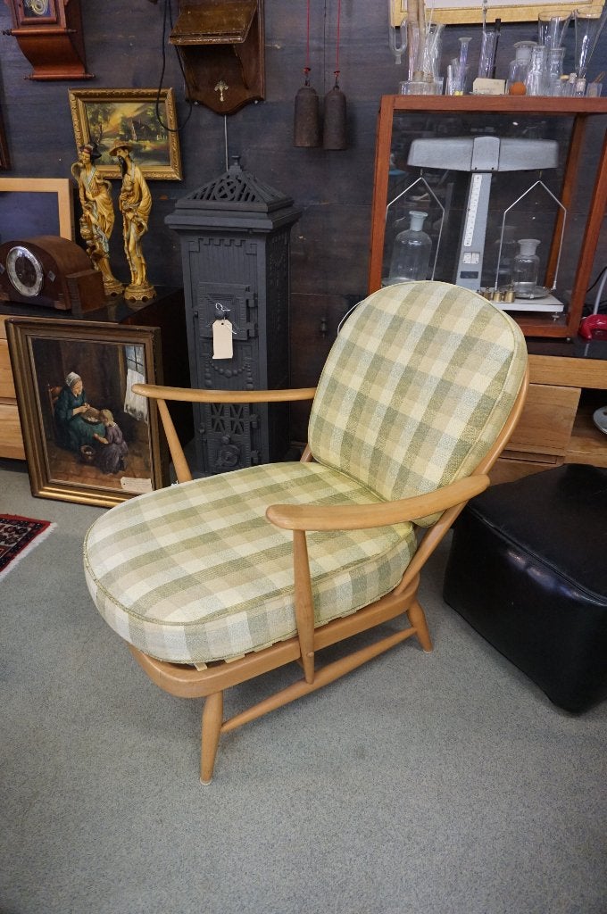 Vintage Ercol Windsor 203 Fauteuil – Originele Bekleding, Ophalen, Gebruikt, 75 tot 100 cm, Stof