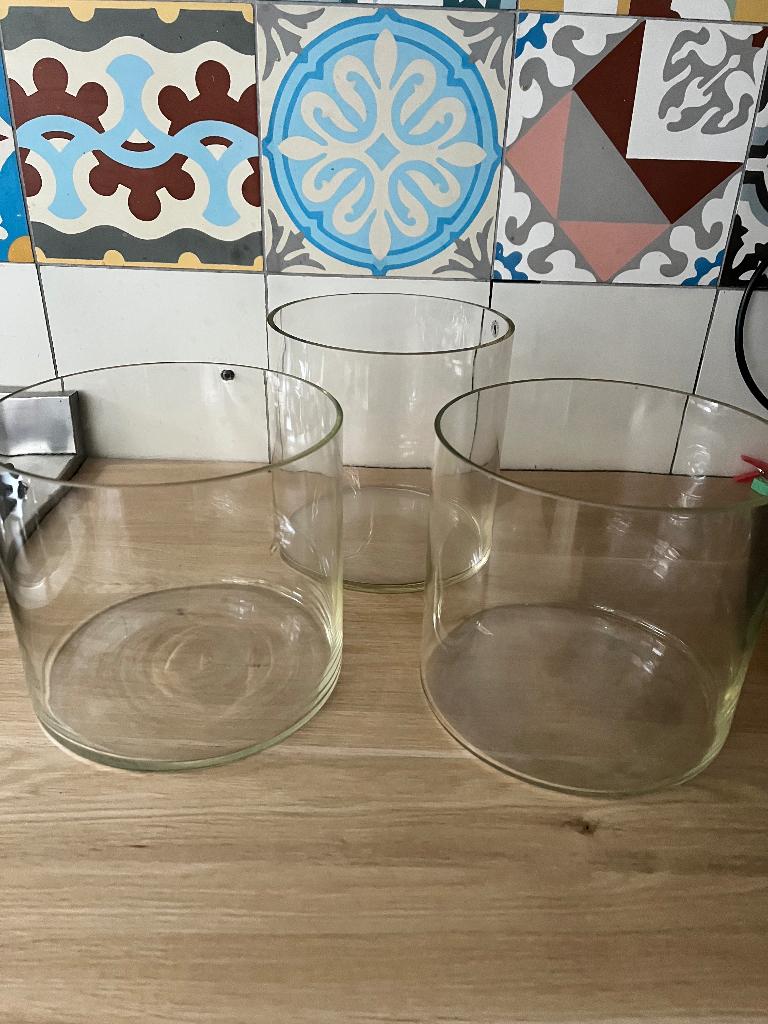 glazen bloempotten, Tuin en Terras, Bloempotten, Ophalen, Overige materialen, Gebruikt, Rond