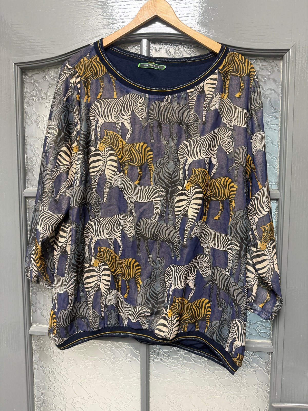 Lizzy & Coco Zebra Print Blouse - Maat xl, Blauw, Maat 42/44 (L), Ophalen of Verzenden, Zo goed als nieuw