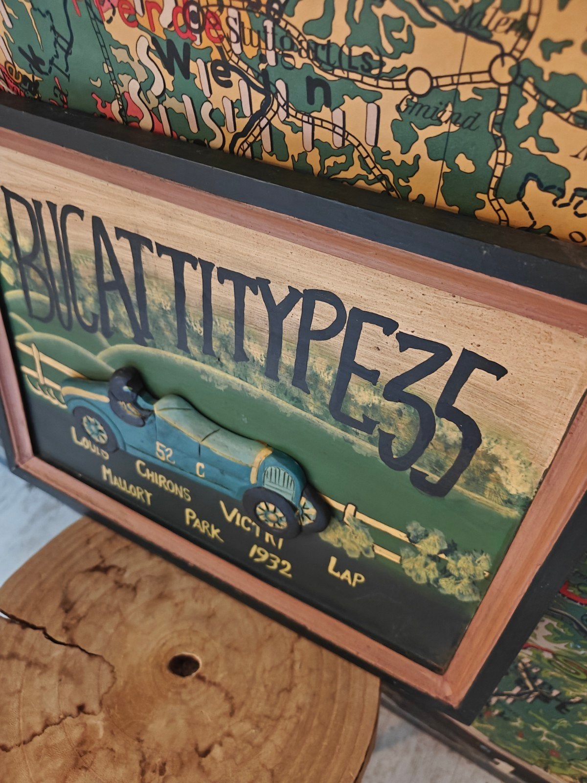 Prachtig 3D Pub bord met diepte Bugatti 40 x 30 cm topstaat, Reclamebord, Ophalen of Verzenden, Zo goed als nieuw, X