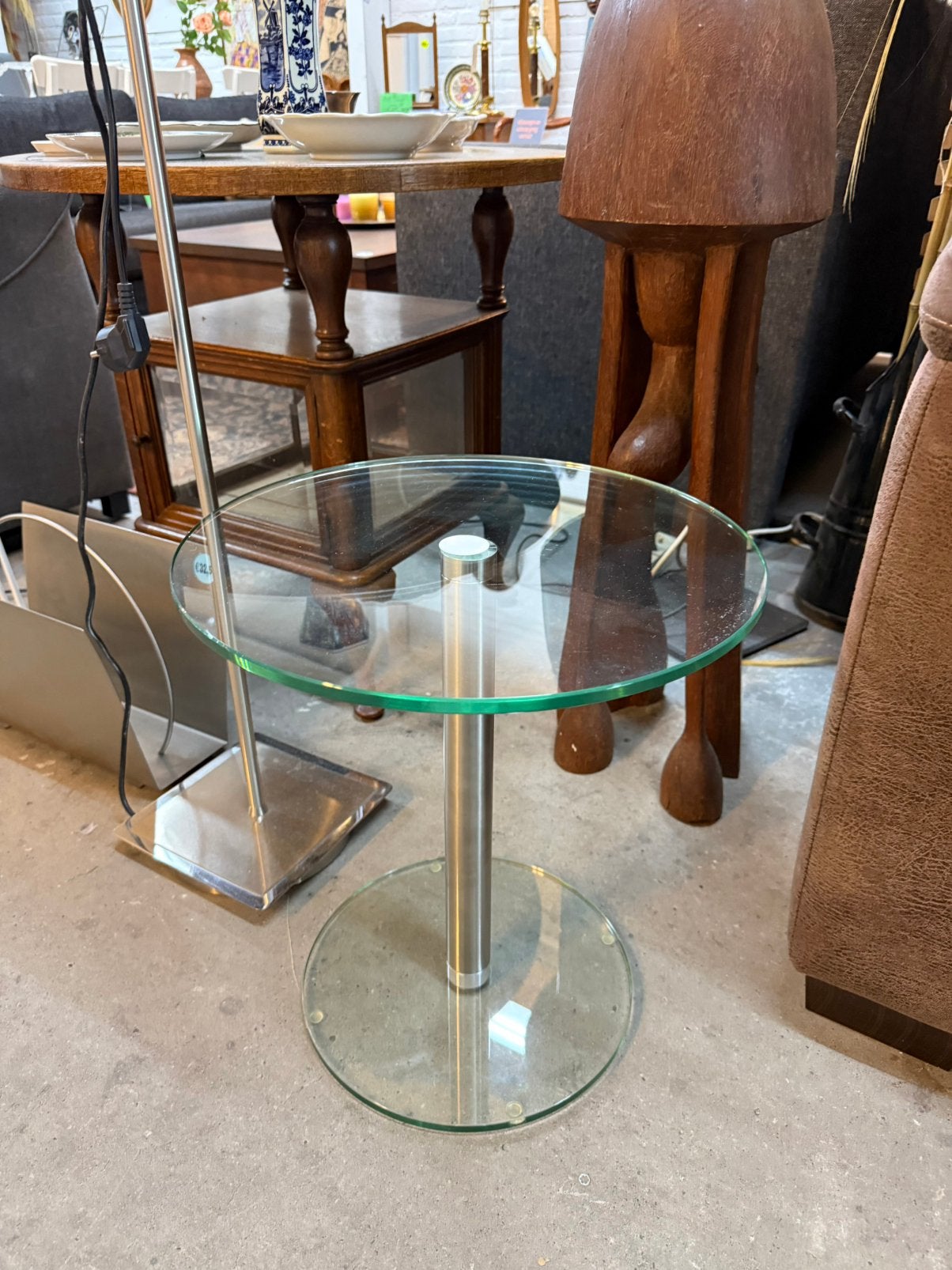 Glazen bijzettafel, Ophalen, Minder dan 50 cm, 50 tot 100 cm, Rond