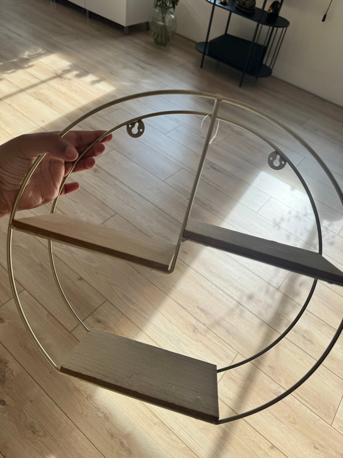 Rond wandrek goud met houten planken, Ophalen of Verzenden, Nieuw