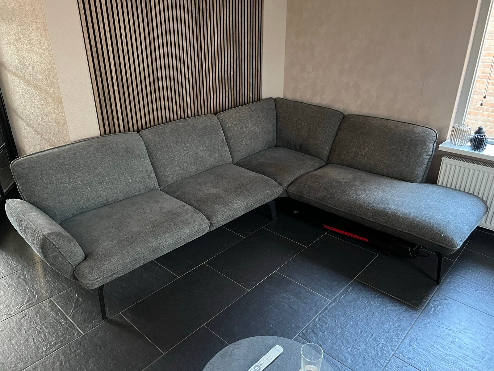 Montel Monaco Hoekbank - Stof Miami 68 Dark Grey, Ophalen, 250 tot 300 cm, Hoekbank, 75 tot 100 cm