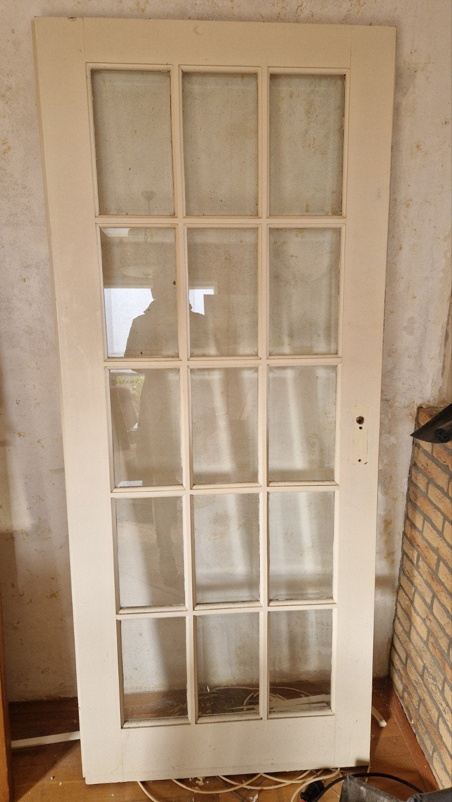 Hardhouten opdekdeur met glas, 201x83 cm, Ophalen, 80 tot 100 cm, Binnendeur, 200 tot 215 cm