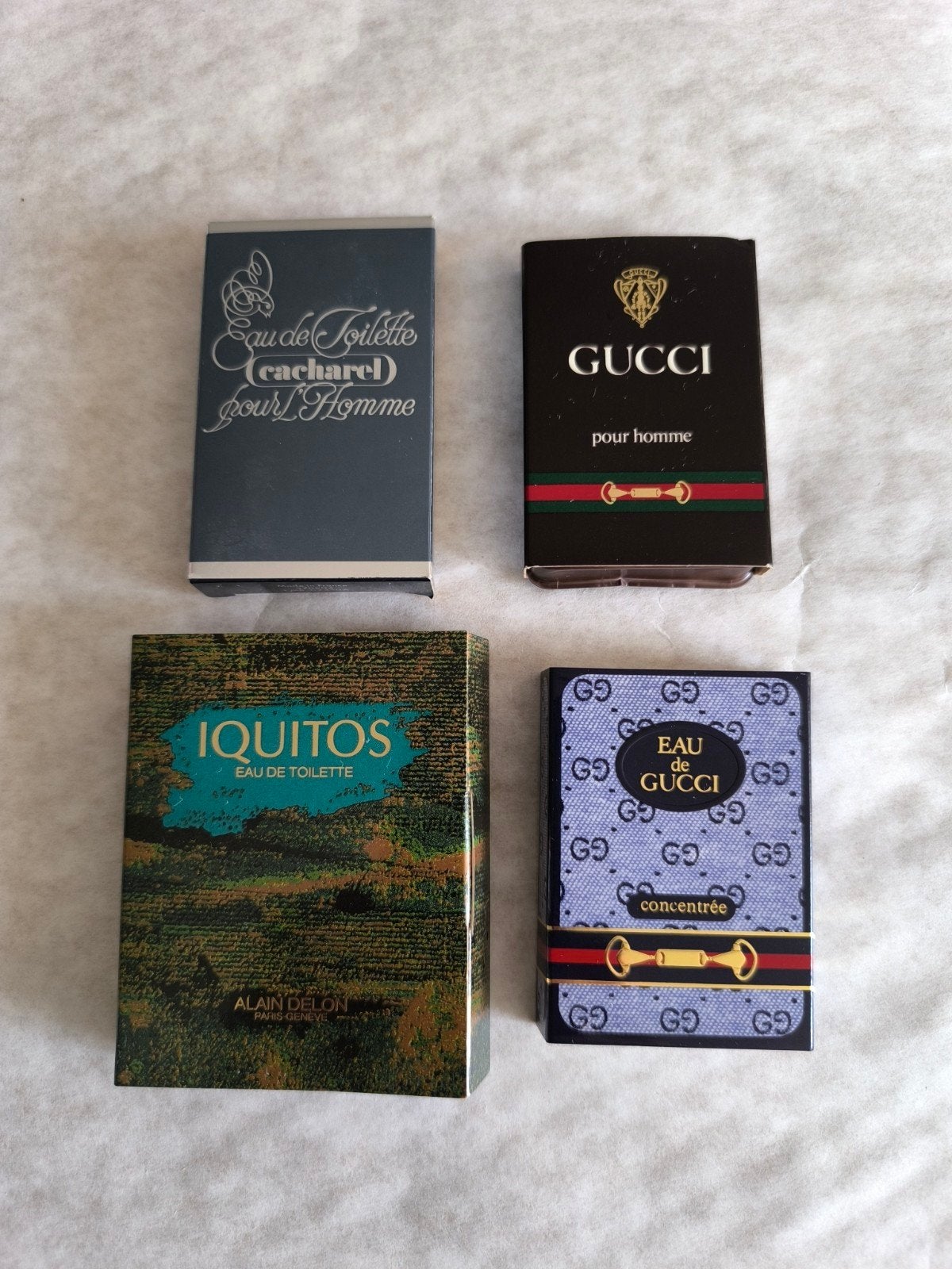 Vintage Parfum Miniatuur Samples - Gucci, Cacharel, Iquitos, Ophalen of Verzenden, Zo goed als nieuw