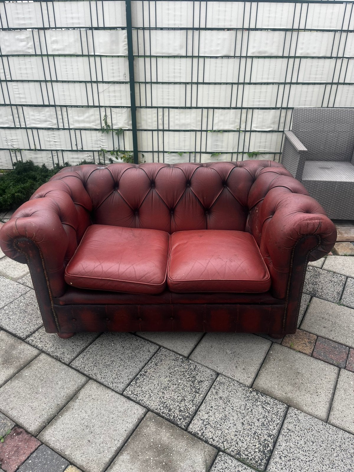 Chesterfield bankje, Huis en Inrichting, Ophalen, Gebruikt, Minder dan 75 cm, Tweepersoons
