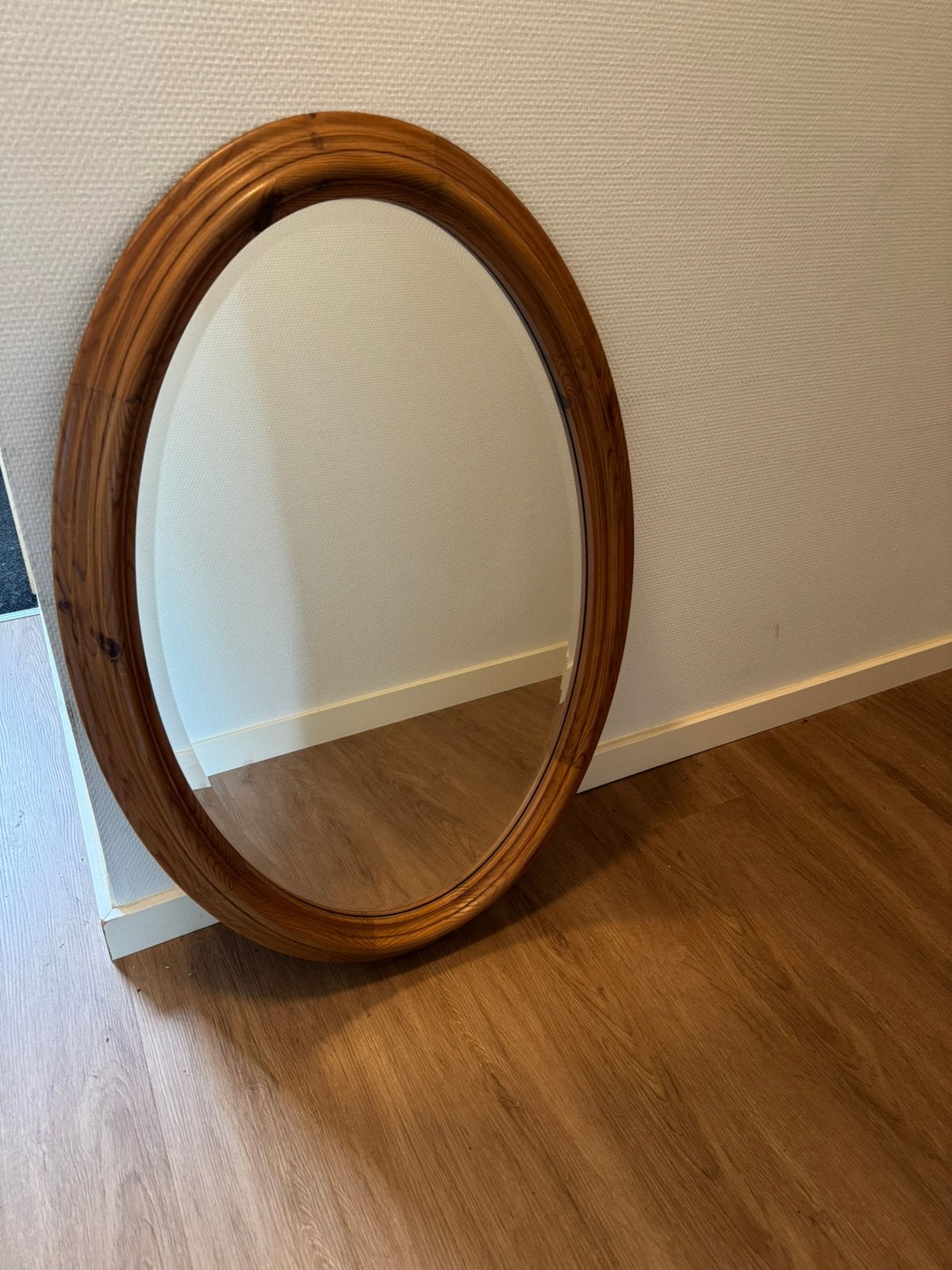 Facet geslepen ovale spiegel grenen, Huis en Inrichting, Ophalen, Zo goed als nieuw, Minder dan 100 cm, Ovaal