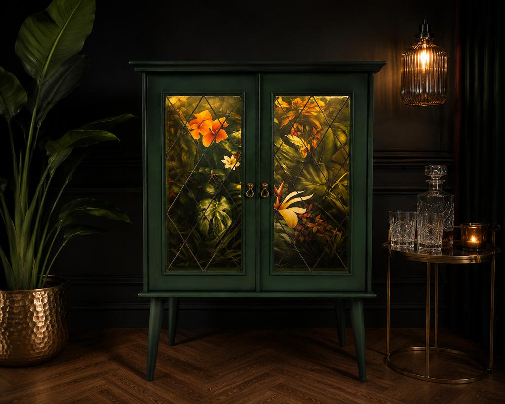 Botanical Cocktail Cabinet - Drankkast - Thuisbar, Ophalen, 100 tot 150 cm, Glas, Botanisch