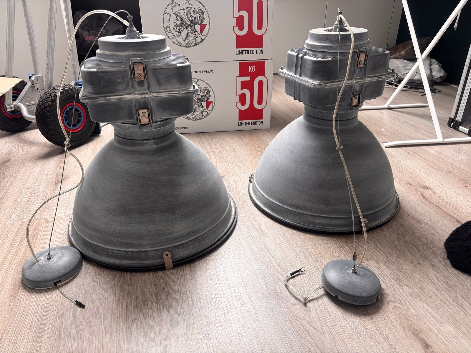 Industriële eetkamerlampen - Set van 2, Ophalen, Gebruikt, Metaal, E27 (groot)