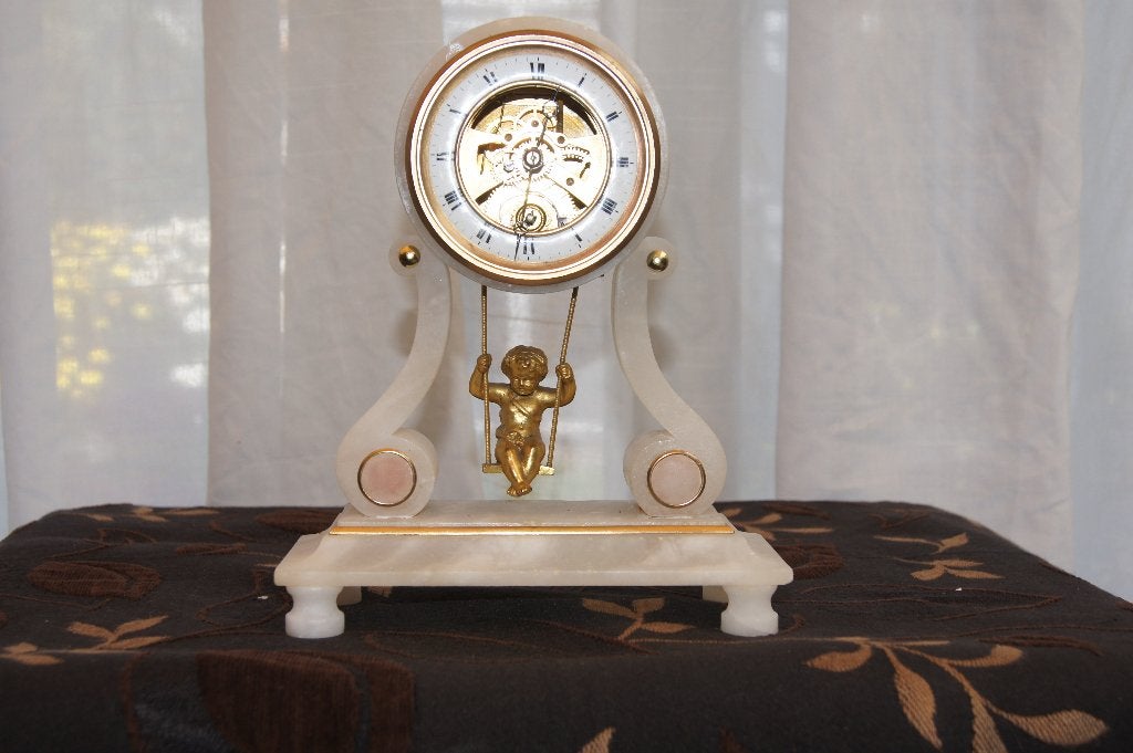 Swinging Cherub boudoir klok ( Frankrijk, Ophalen of Verzenden