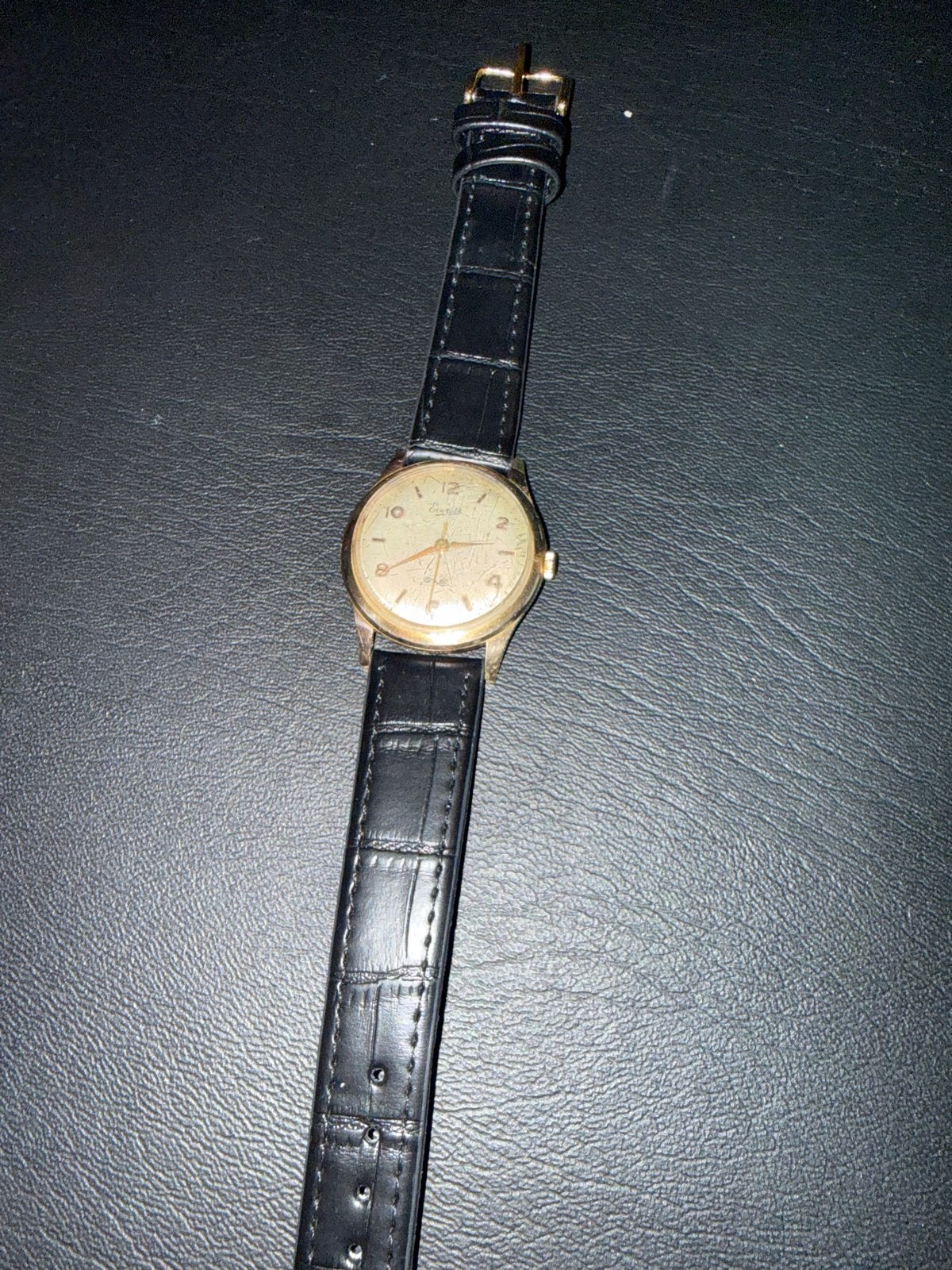 Vintage Everite Polshorloge - Verguld met Leren Bandje, Overige merken, Overige materialen, Met bandje, Verzenden