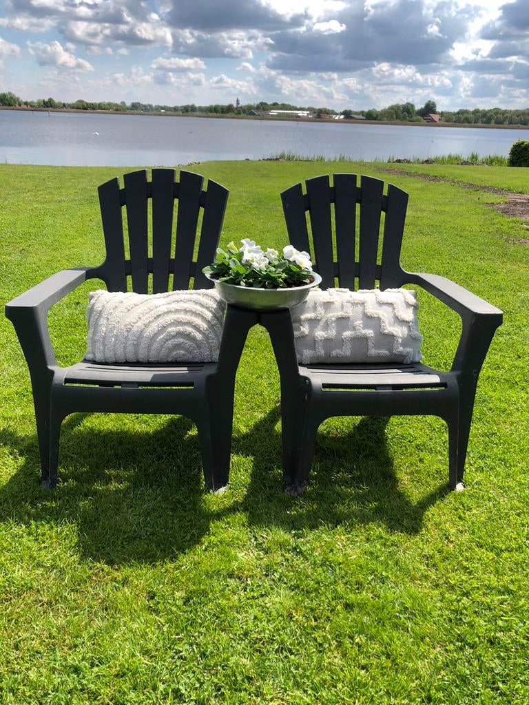 Canadian chairs antraciet tuinstoelen 2, Tuin en Terras, Tuinstoelen, Ophalen, Zo goed als nieuw, Plastic