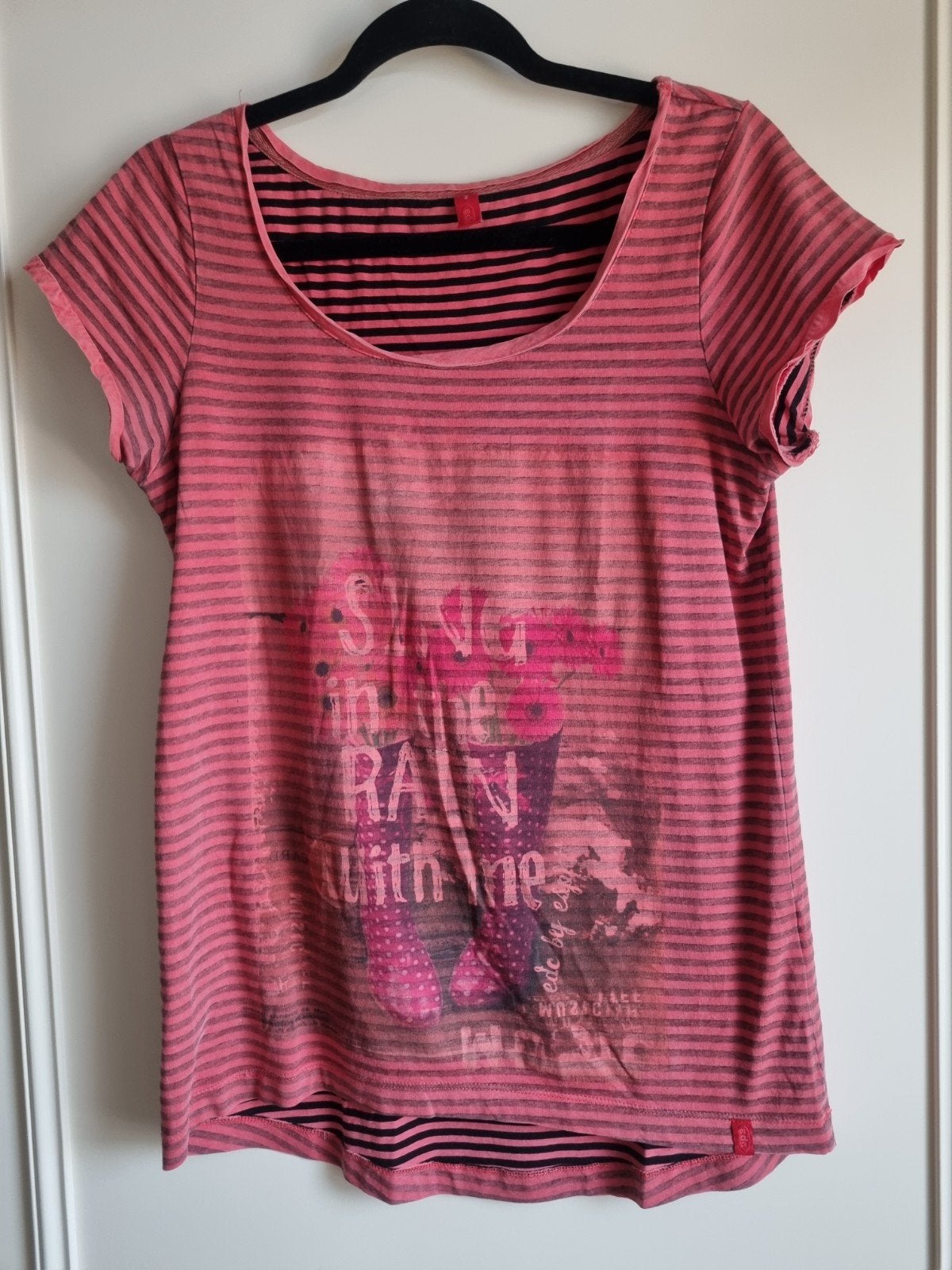 Gestreept T-shirt met print "Esprit", Maat 38/40 (M), Ophalen of Verzenden, Korte mouw, Roze