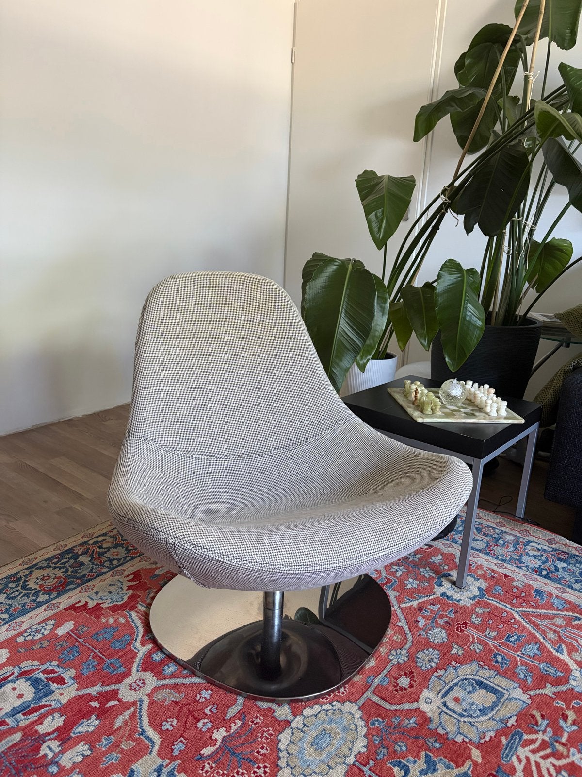 Ikea Tirup Fauteuil Vintage (2006) - Zwart/Wit/chroom, Huis en Inrichting, Ophalen, Gebruikt, Stof, 75 tot 100 cm